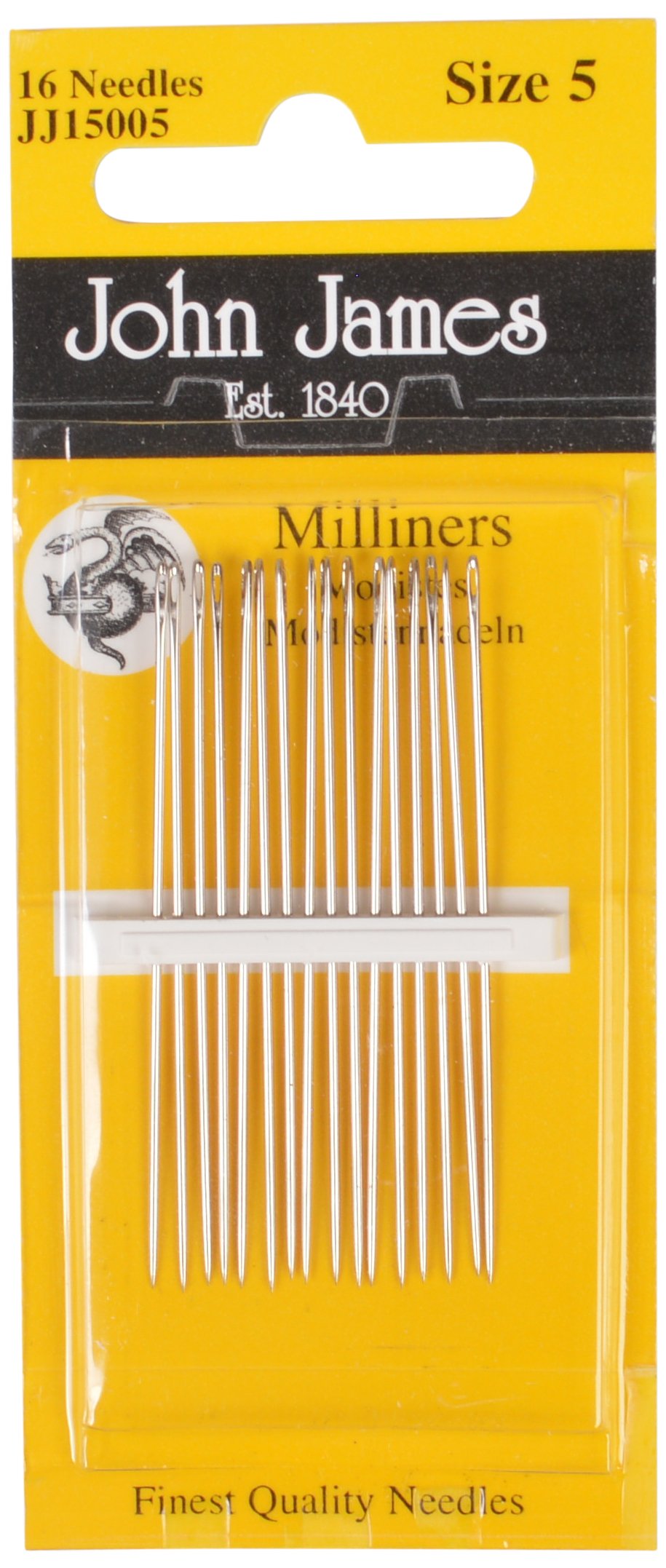 John James Green|Yellow|Beige|Gold Milliners / Straws Hand Sewing Needles - Size 5 - 12/Pk