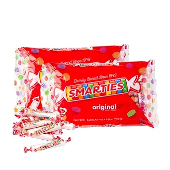 Smarties Candy Bulk Rolls Original Flavor - Gluten & Vegan Free - Classic Sweetness From Family Owned Company Since 1949, Peanut & Dairy Free - Perfect Halloween Candy - 14 oz Bag Pack of 2