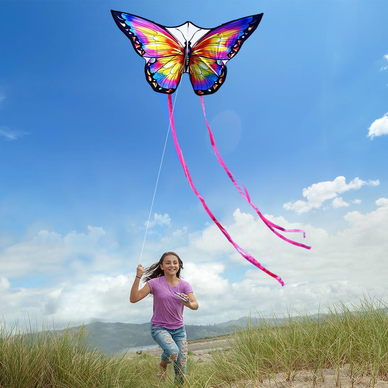 Cerf-volant Papillon Géant 140x71 Cm Pour Enfants Et Adultes | Débutants, Facile à Faire Voler, Sac De Transport Inclus
