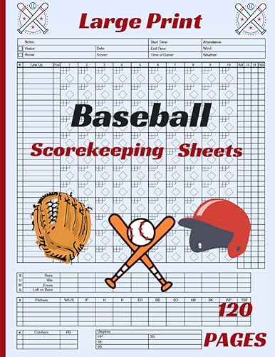 Large Print Baseball Score Sheets: Stats &amp; Score Keeping Book With with Line up Cards | Baseball Score Pads | Perfect gift For Coaches And Players