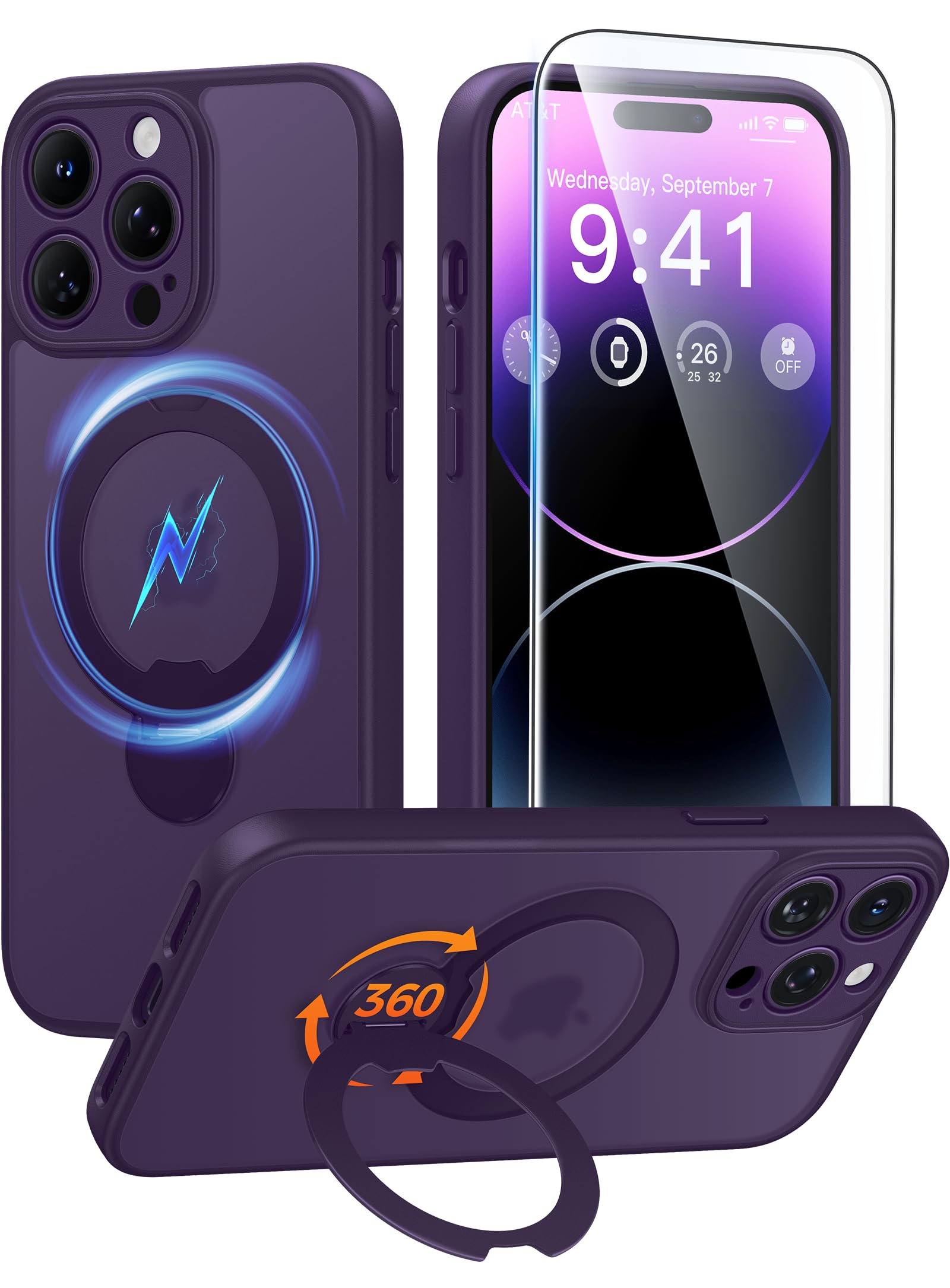 Photo 1 of FNTCASE iPhone 14 Pro Case (Purple)