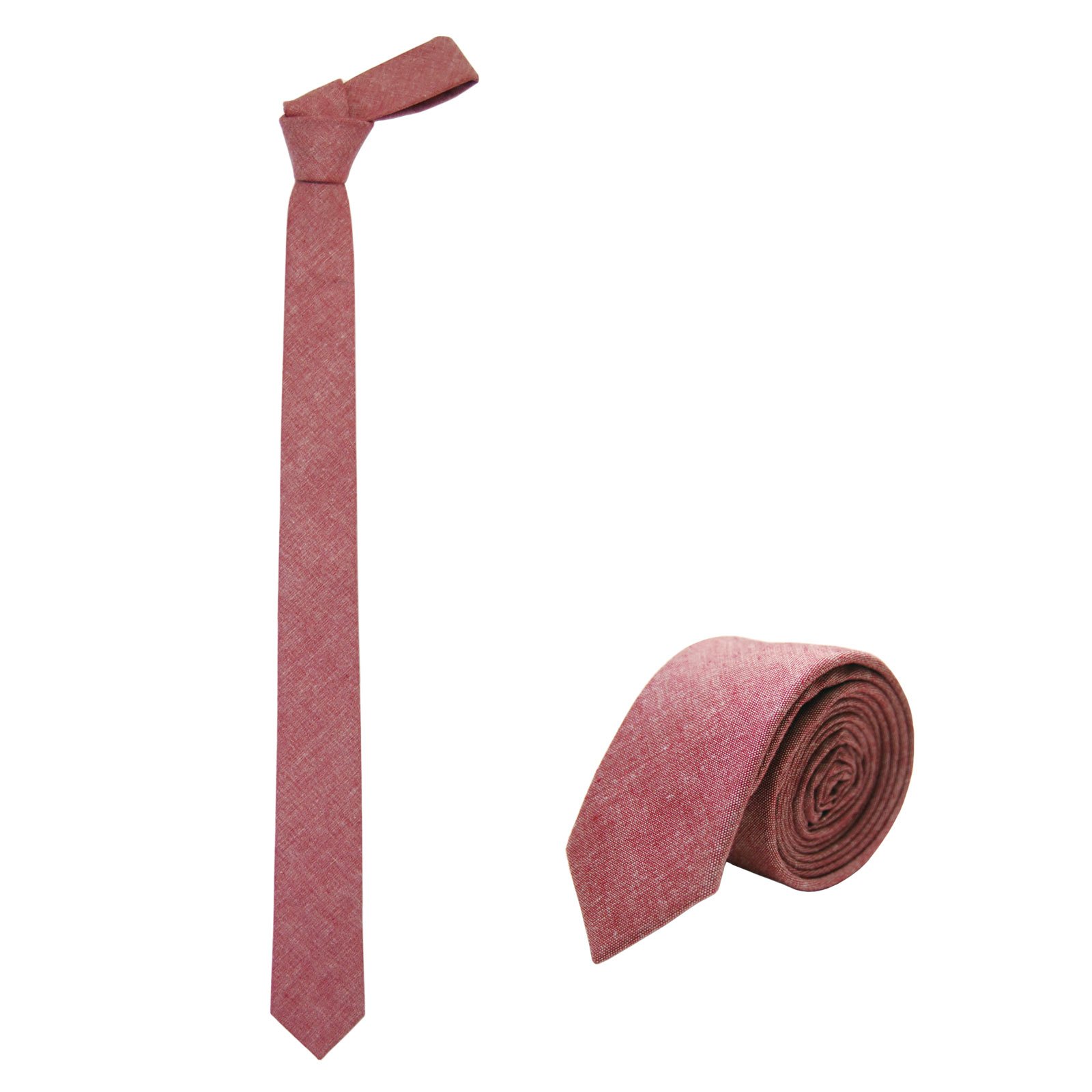 Jnjstella Cotton Solid Skinny Men's Necktie 2" Tie Burgundy