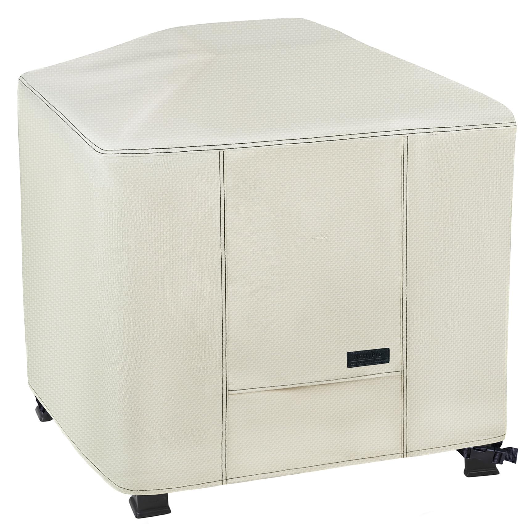 NettyPro Fire Pit Cover Square 32 inch Waterproof Heavy Duty Patio Firepit Cover Square for Outdoor Gas Fire Pit Table, Beige