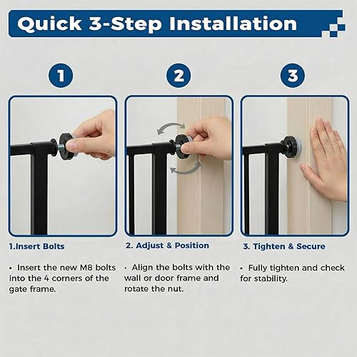 Miniatura 4 de Paquete de 4 piezas de repuesto para puerta de bebé, varillas roscadas universales extralargas de 4.92 pulgadas para mascotas y puertas de seguridad