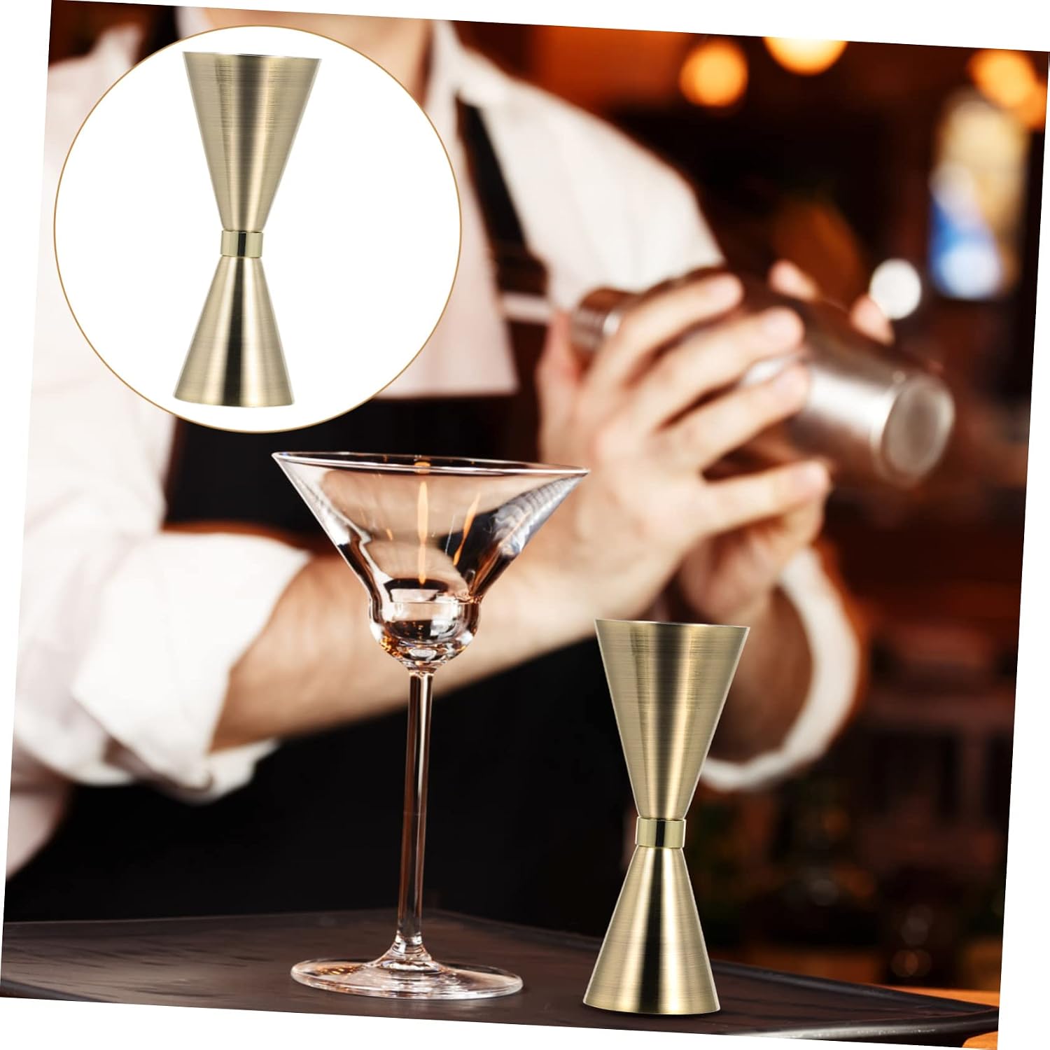 MAGICLULU 2pcs Cocktail Jigger Shot Measure Bartender Scale Cup Double-head Cup Measuring Device Wine Jigger