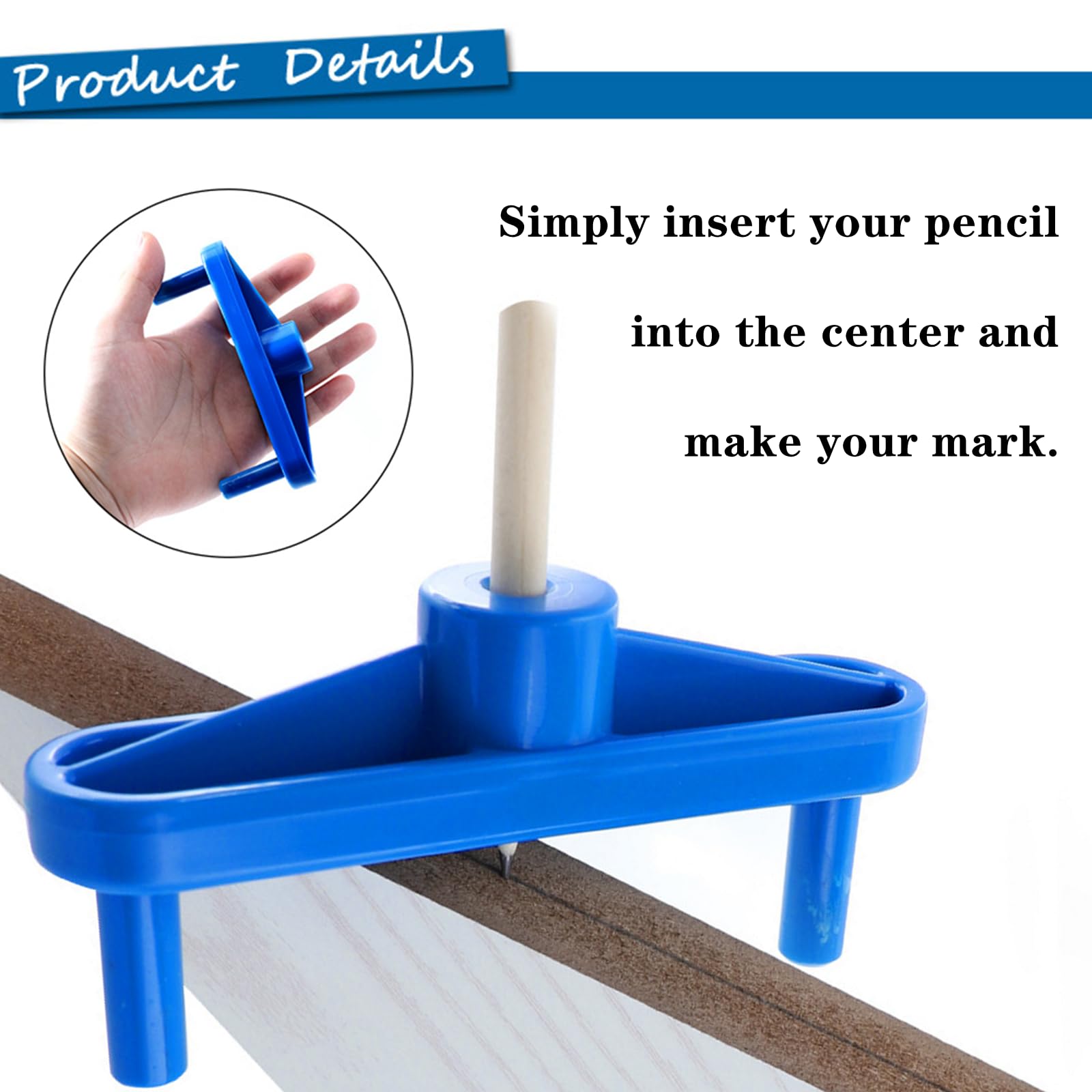 Yimluofa 3 Pack Center Finder Professional Center Scriber Woodworking Marking Gauge Scribe Tool Center Marking Tool for Woodworking,Blue - Image 4