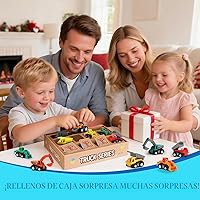 Vista 9 de Juego de vehículos de construcción que se empujan para atrás, de plástico, de 9 piezas, excavadora y camión de residuos, para niños preescolares