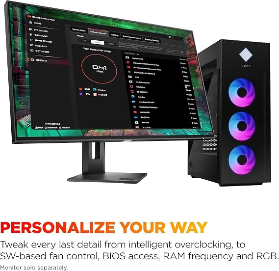 HP. OMEN 45L GT22 Gaming Desktop PC- Intel Core Ultra 9 285K up to 5.7 GHz Processor, 32GB DDR5 RAM, 1TB NVMe SSD, NVIDIA GeForce RTX 5070, Liquid Cooling, RGB Lighting, AI Copilot, Windows 11 Pro