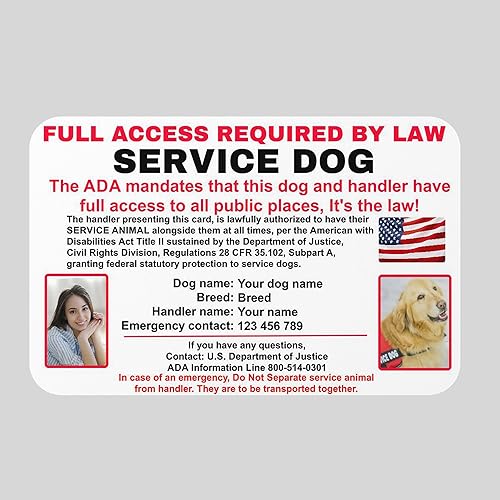 Miniatura 2 de Tarjeta personalizada de animales de servicio estadounidense con código QR Enlace al juego de etiquetas de ley y collar de ADA v2.