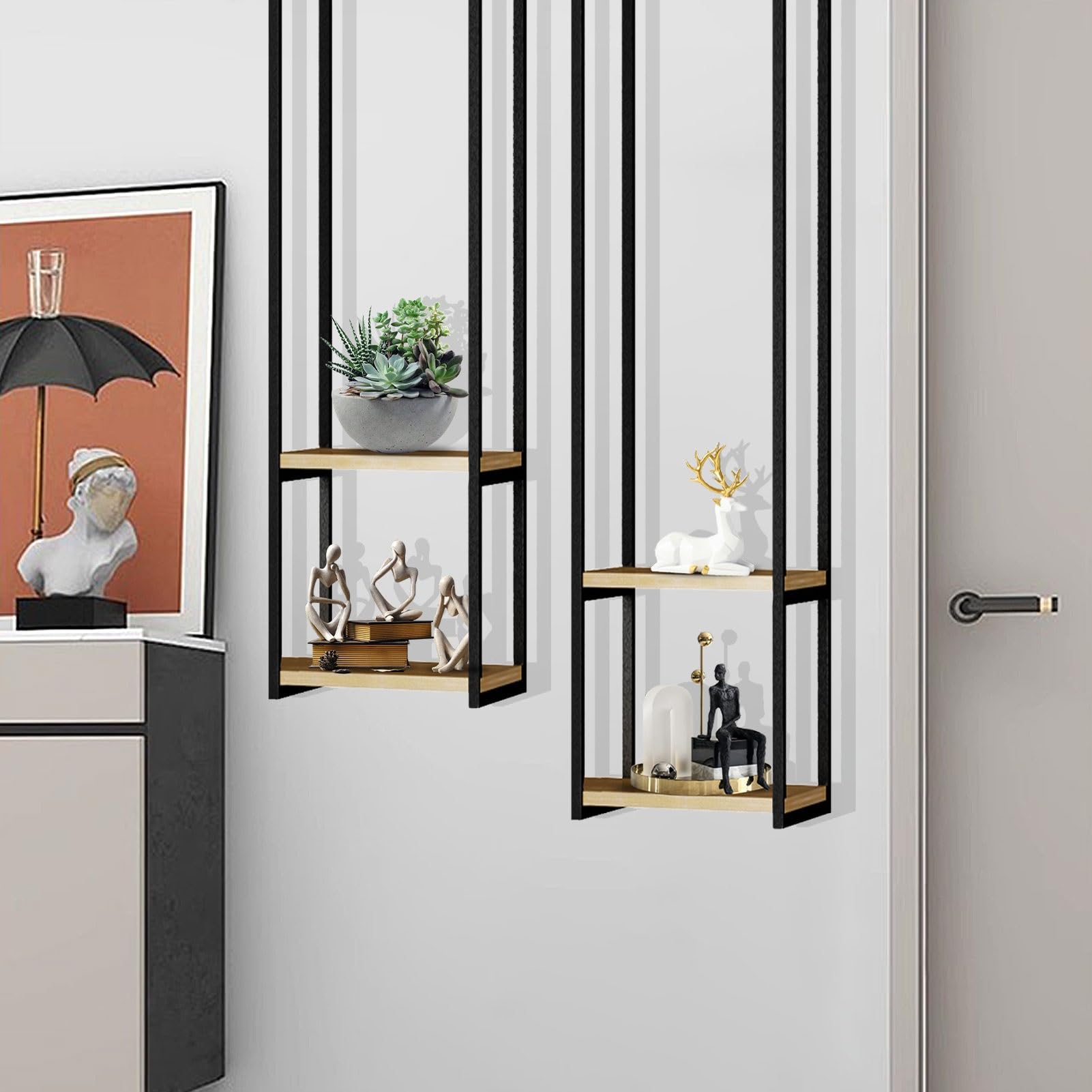 Étagère murale style industriel pour une décoration loft chic avec étagères en bois noir