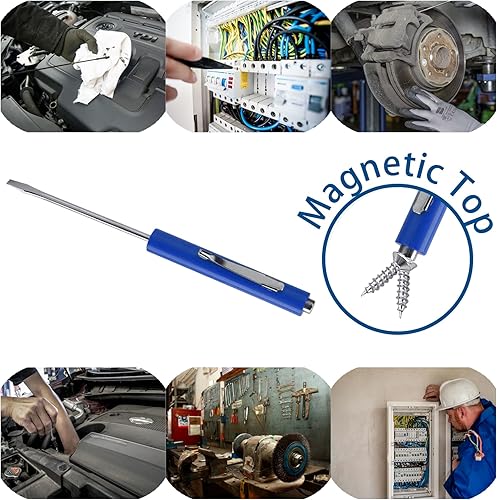 Miniatura 10 de Destornillador de bolsillo con imán, 10 piezas, mini destornillador magnético de cabeza plana de bolsillo con clips, juego de destornilladores