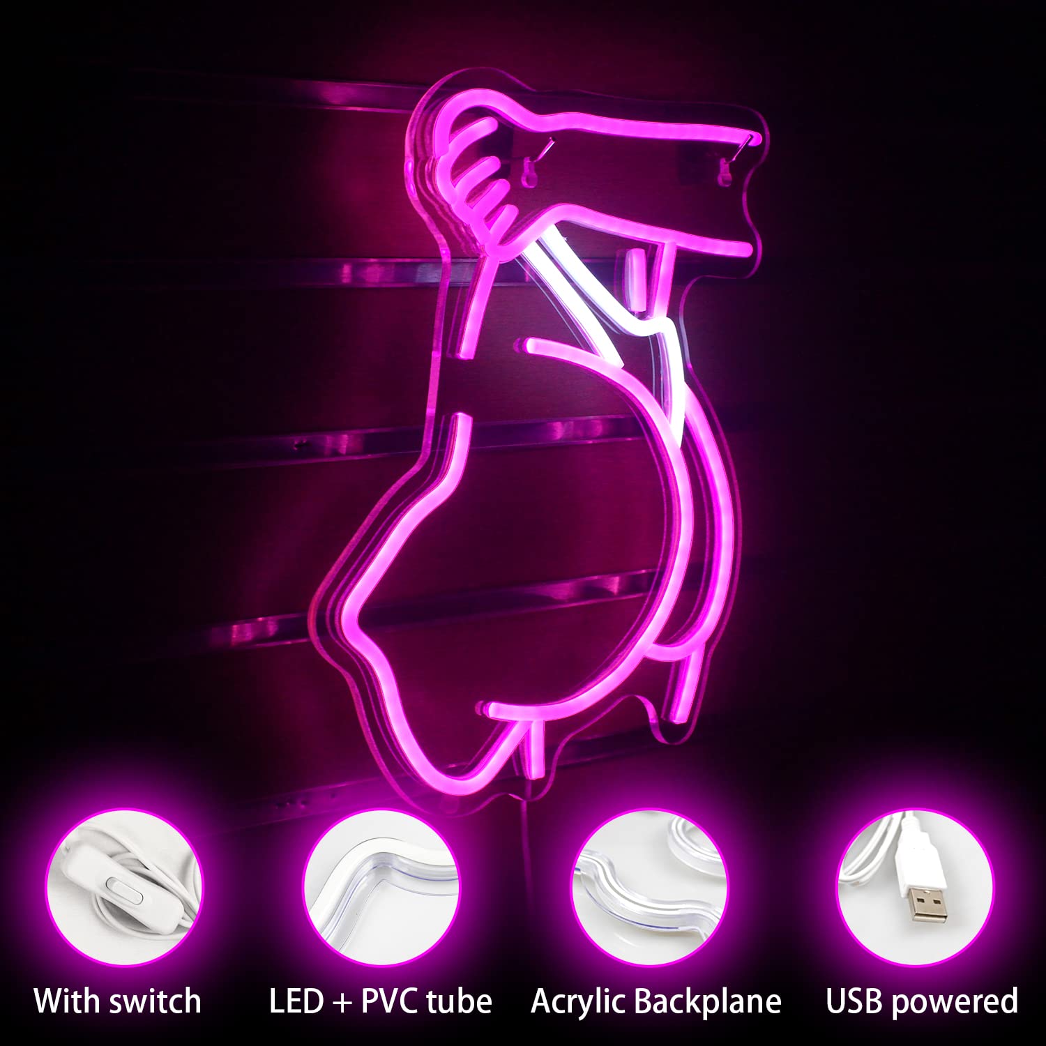 Cartello neon da donna, luce e arte creativa al neon, per decorazione da parete, sexy LED con alimentazione USB, ideale per camera da letto, bar e uomo