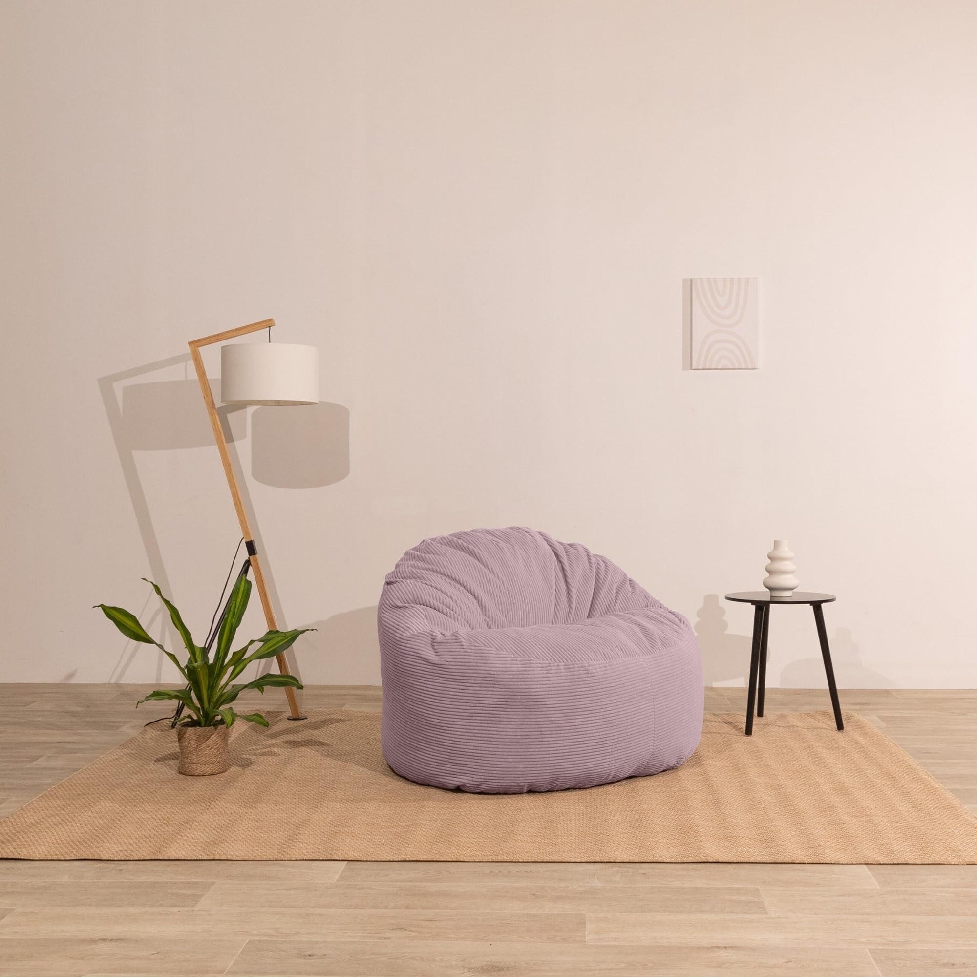 bananair - Puff Salón de Pana Ancho - Suave y Confortable - Puff Pera con Relleno de Espuma Incluido, Óptimo Apoyo para la Espalda - Bean Bag, Sofa Puff Gigante Muy Cómodo (100 cm, Violeta Lila)