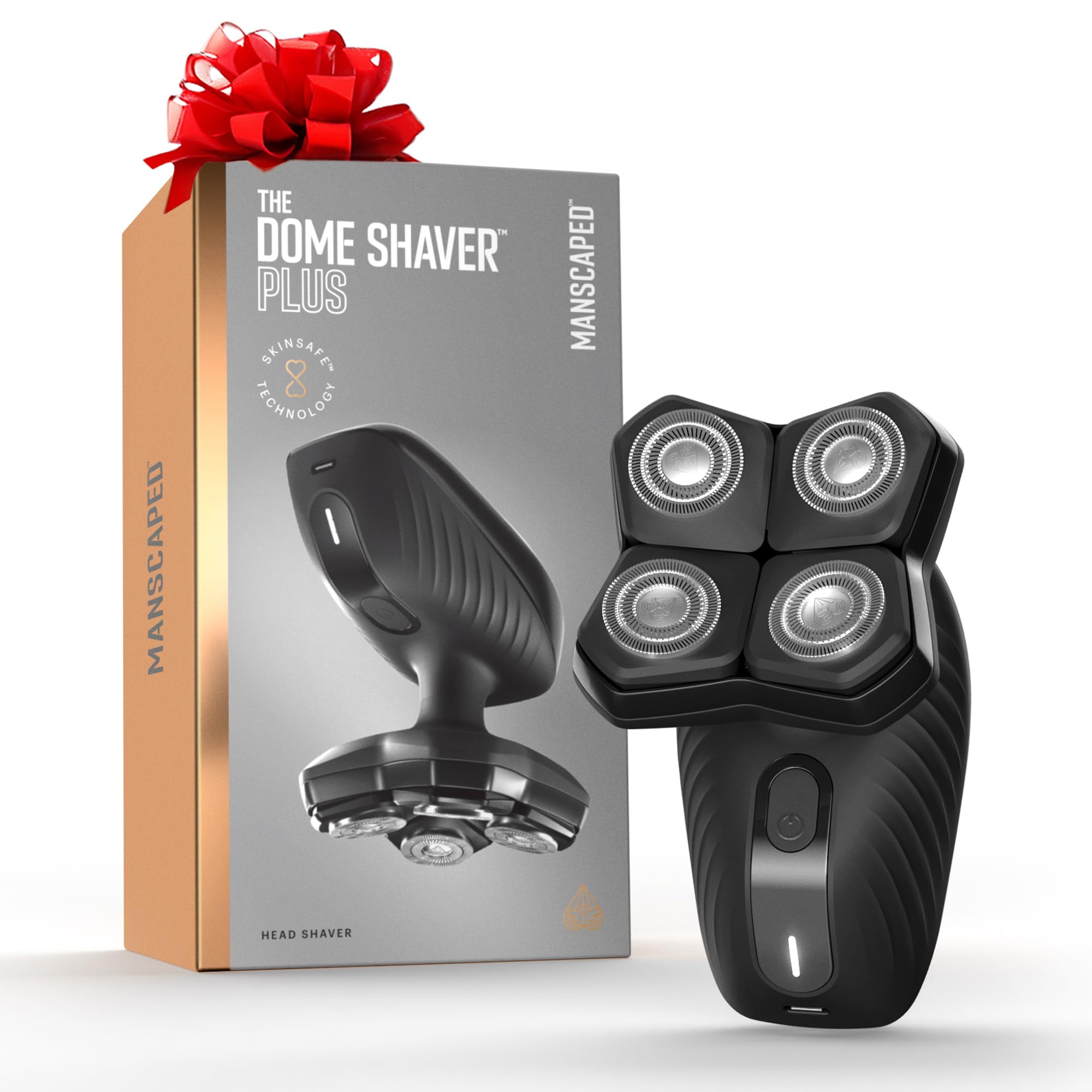 MANSCAPED® The Dome Shaver™ Plus Men’s Head Shaver – Four Double-Track Rotary Blades with SkinSafe® & FlexAdjust Technology, Waterproof, USB-C Charging, Magnetic Detachable Blade Pad, Travel Lock