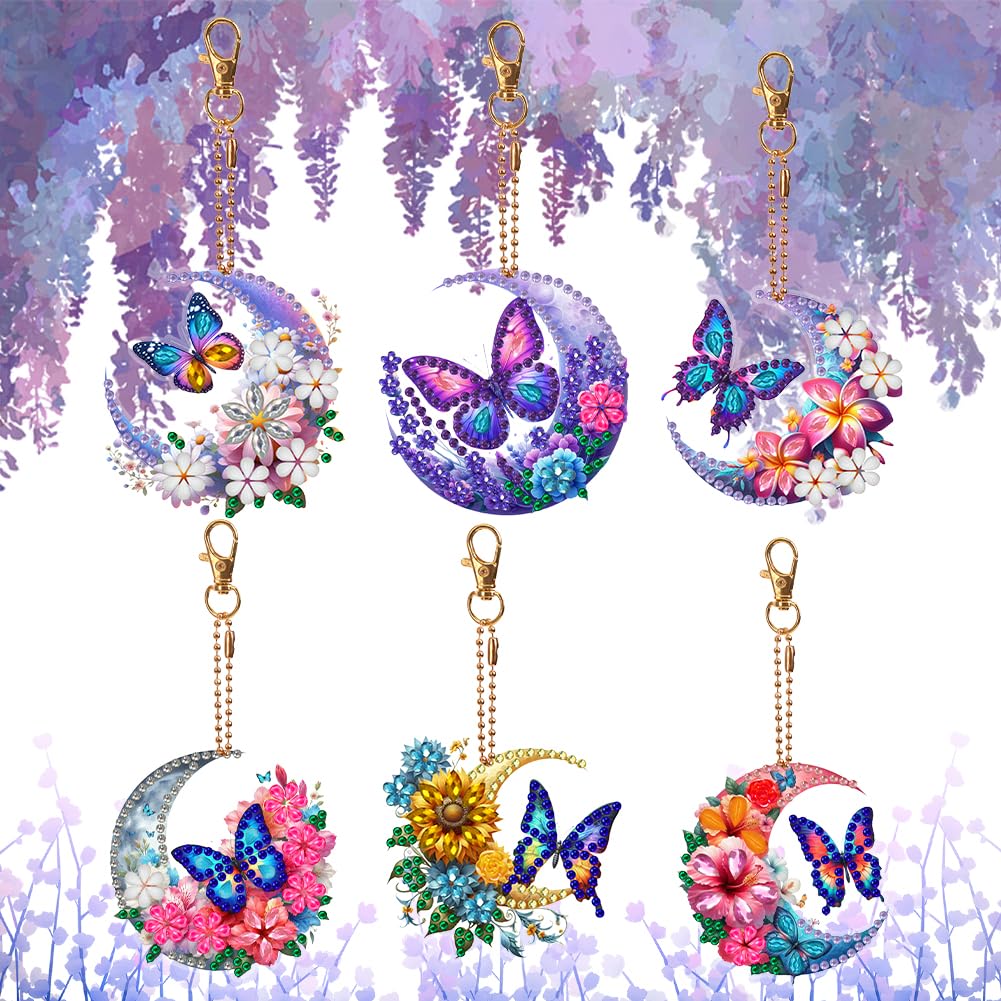 Amazon | sikiwind 6 個ダイヤモンドアートキーホルダーキット月