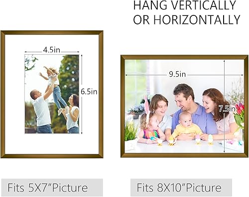 Vista 98 de Golden State Art - Marcos de fotos de metal de 8 x 10 pulgadas con paspartú para fotos de 5 x 7 - Juego de 4 portarretratos de aluminio de 8 x 10