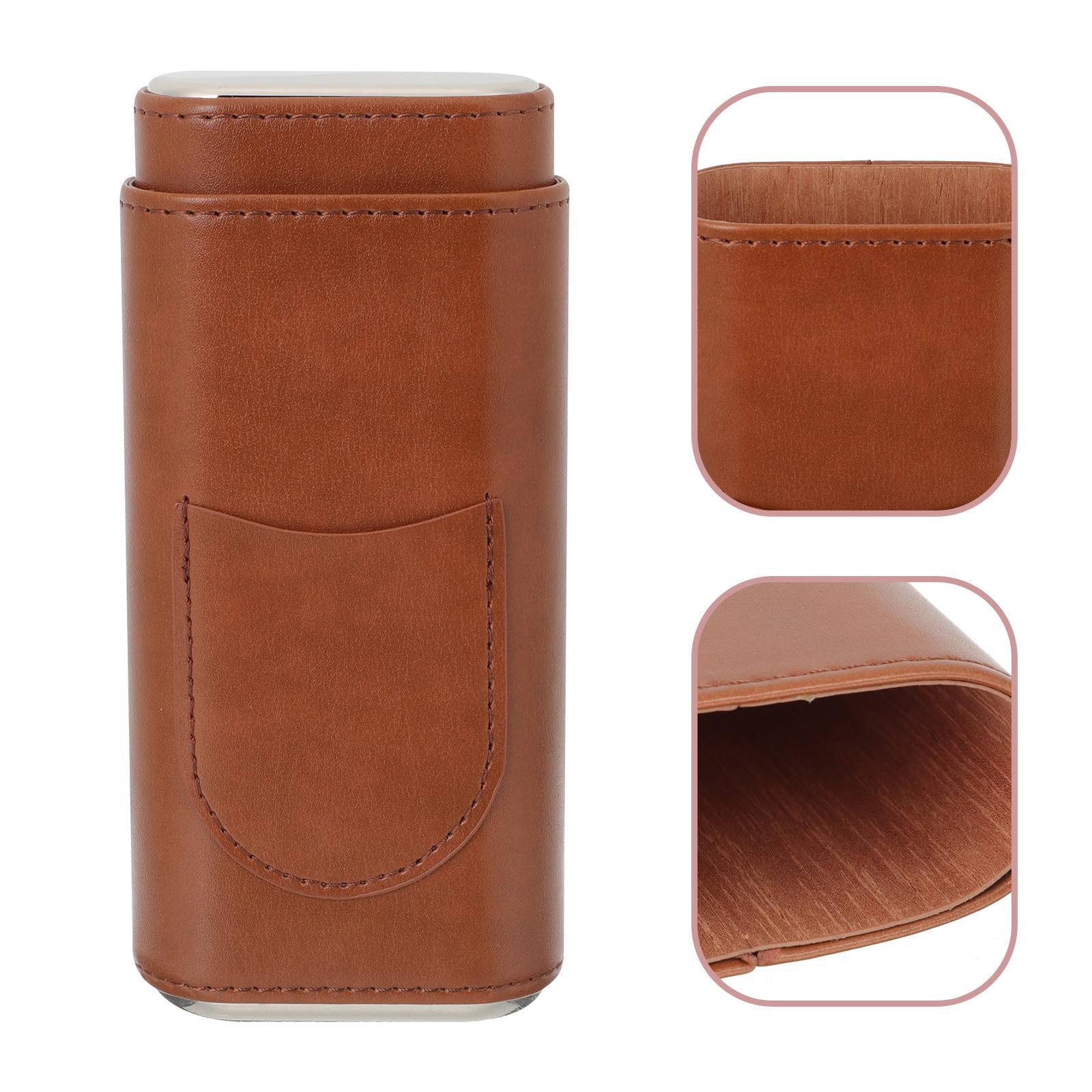 TOYANDONA Tragbare Zigarrentasche aus Pu Leder in Braun mit Einfachem Design Leicht und Kompakt für Casual Gebrauch und Verstauen in Tasche