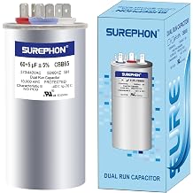 60/5 Mfd Ac Capacitor 370V or 440V 50/60Hz CBB65B Air Conditioner Capacitors for AC Unit Fan Motor Start or Pool Pump or Air Condenser Straight Cool