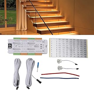 Ejoyous Treppenbeleuchtung mit Bewegungsmelder, LED Treppenlicht Controller Einstellbar Stufenbeleuchtung Treppe Set Intelligenter Treppenstufenbeleuchtung Sensor Kit, für Zuhause