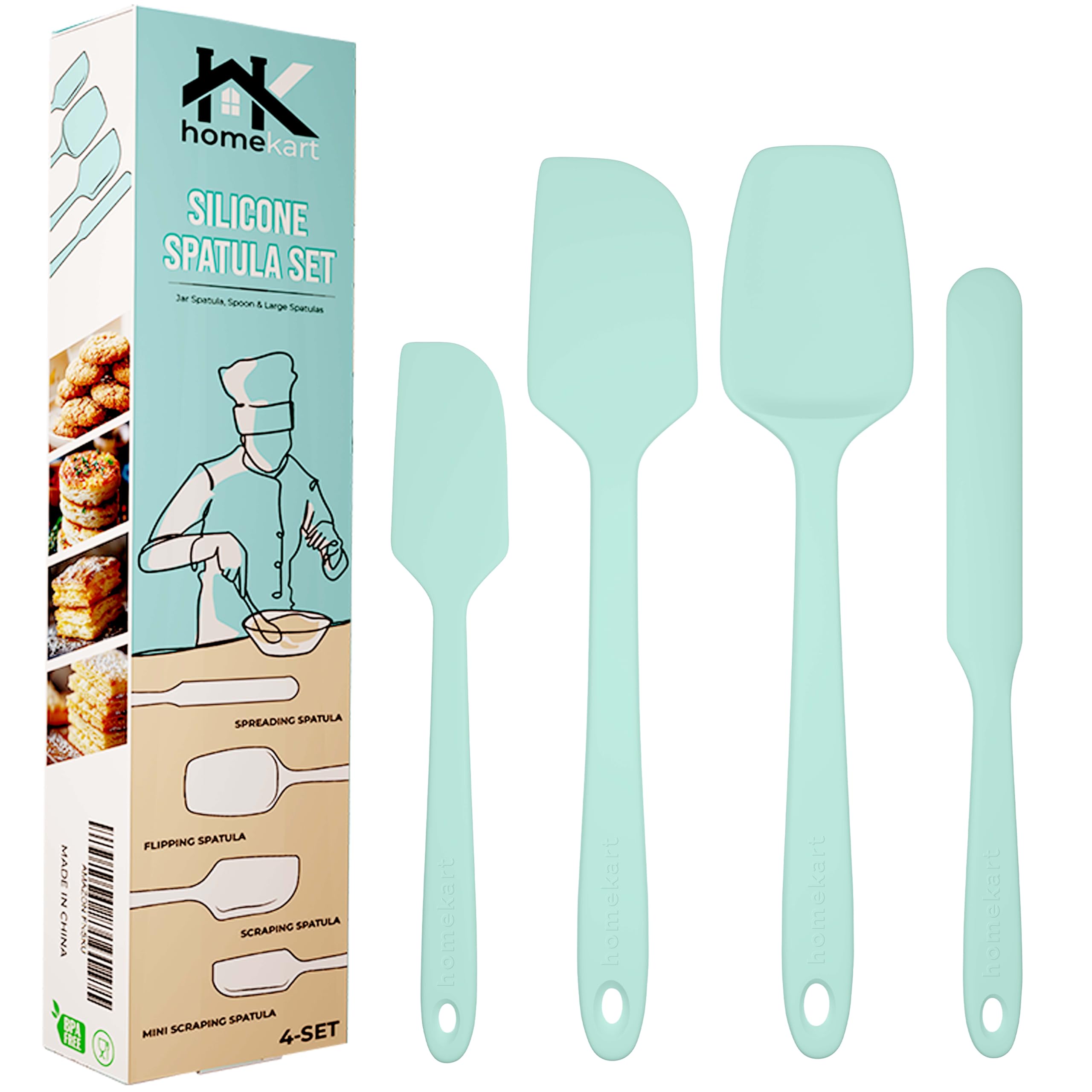 HOMEKART Juego de espátulas de silicona – Espátulas de cocina de goma para hornear, cocinar y mezclar, resistentes al calor y sin BPA, espátulas de silicona para utensilios de cocina antiadherentes,