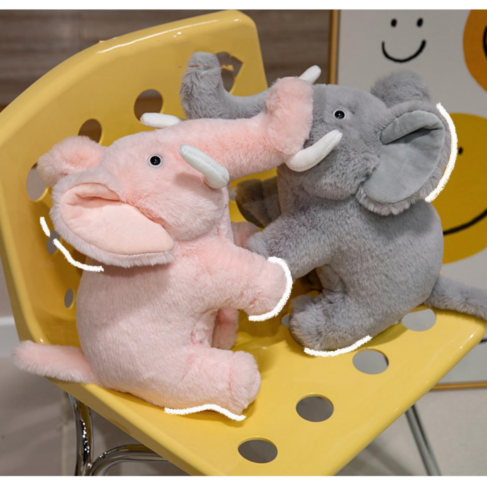 Elefant Kuscheltier, Weiches Kuscheltier in Hellgrau mit Großem Rüssel & Ohren 35/45/60cm, Kawaii Flauschiger Blauer Elefant, Gefülltes Tierfigur, für Kinder Baby Mädchen Jungen (60cm,Rosa)