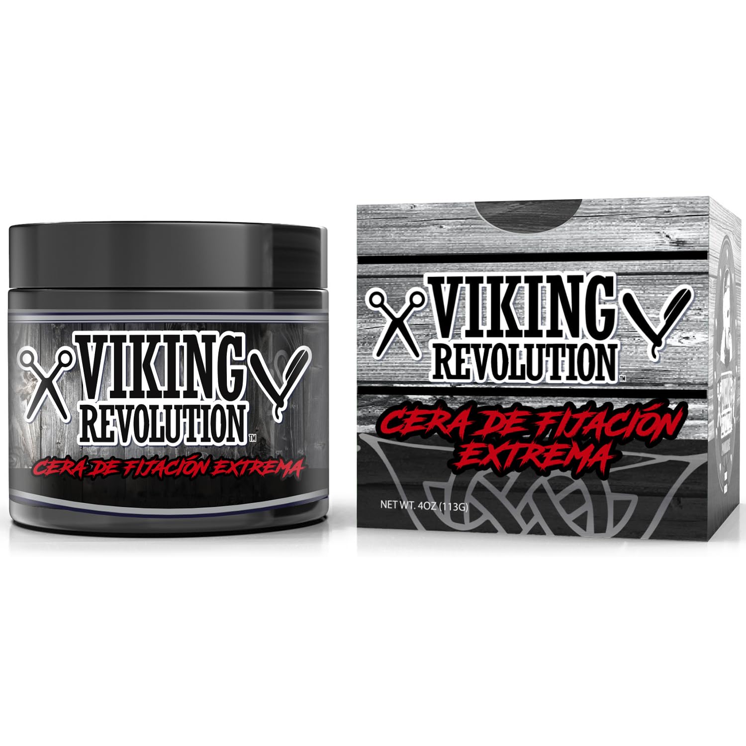 Viking Revolution - Cera Pelo Hombre 118 ml - Extra Fuerte, Firme, con Alto Brillo - Fácil de Eliminar, Cera de Estilismo para el Pelo de Alta Fijación a Base de Agua para Hombres