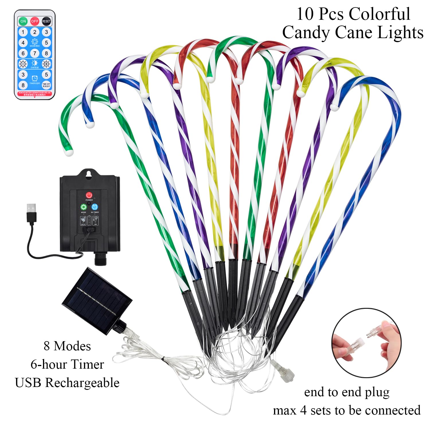 Amazon.com : Solar Christmas Lights Outdoor - 10 Sets 21in Candy