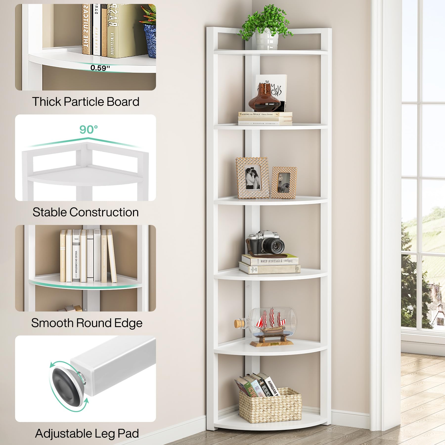 Amazon.com: TRIBESIGNS WAY TO ORIGIN Corner Shelf, 70.9 Inch Tall
