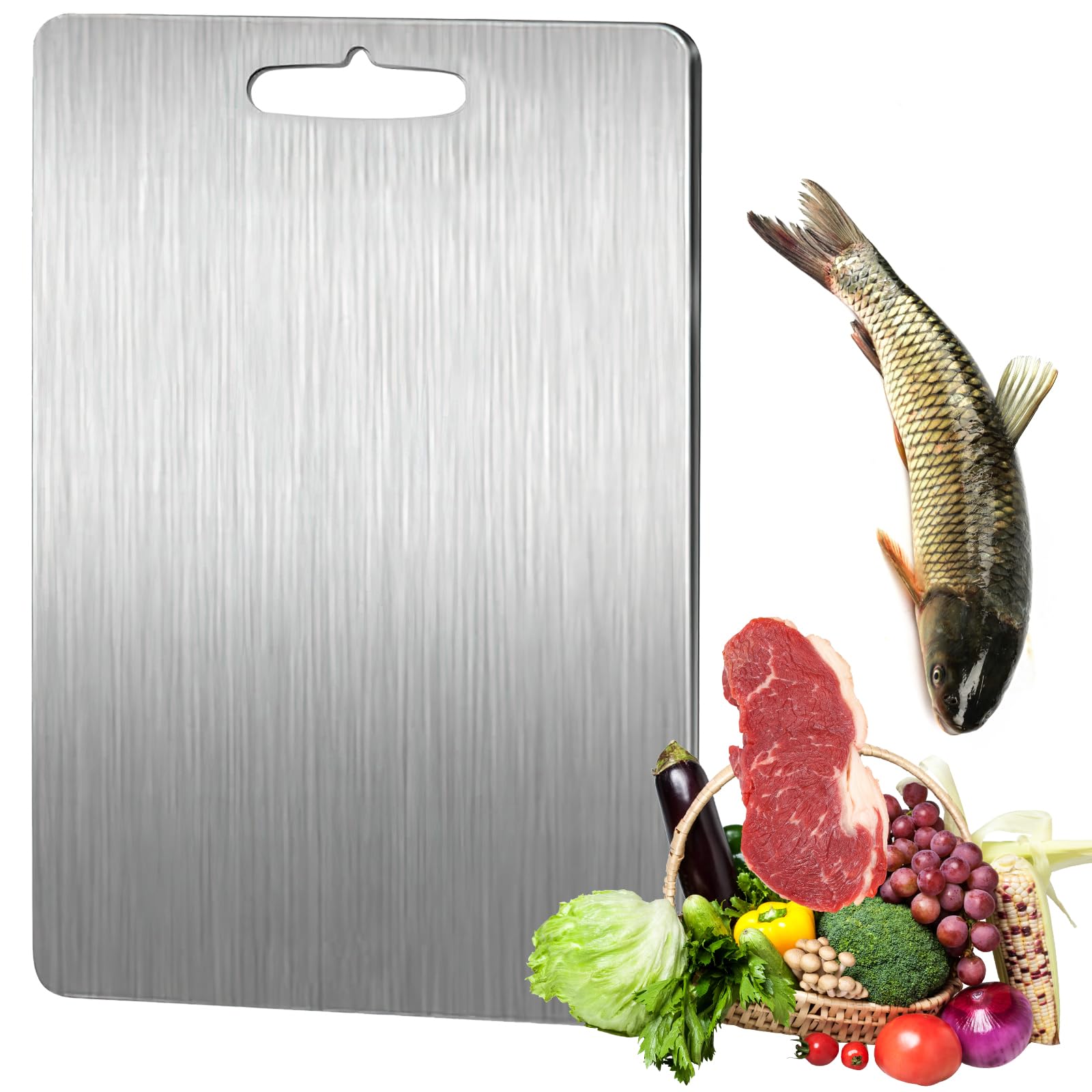 Lot De 2 Planches à Découper En Titane/inox | Double Face (34x23 Cm Et 25x15 Cm) | Anti-odeur, Protège Les Couteaux