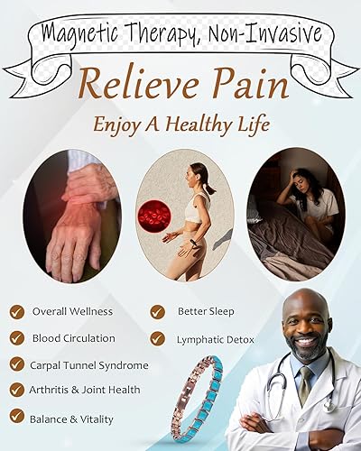 Miniatura 8 de MagVIVACE Pulsera de cobre para mujer para artritis y articulaciones, pulsera magnética de cobre puro con 2 eslabones extraíbles, imán efectivo de