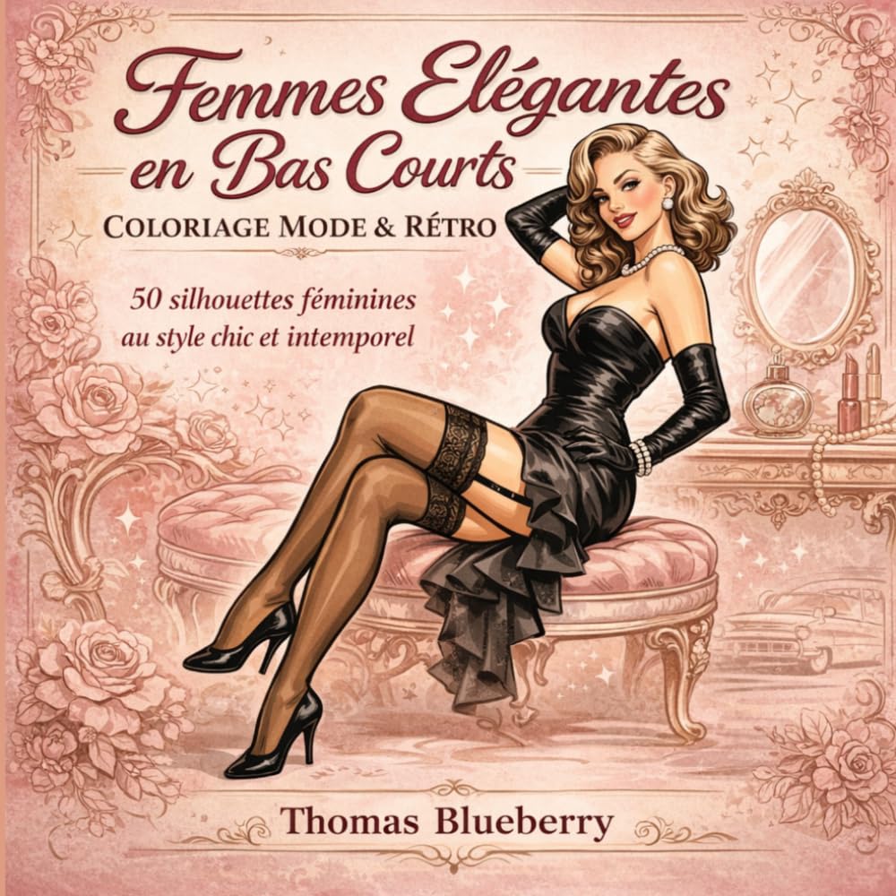 Femmes Élégantes en Bas Courts – Coloriage Mode & Rétro: 50 silhouettes féminines au style chic et intemporel