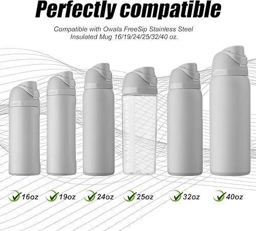 Miniatura 10 de 4 tapones de repuesto compatibles con Owala FreeSip de 24 onzas y 32 onzas, junta de tapa superior de botella para Owala de 19243240 onzas, junta de