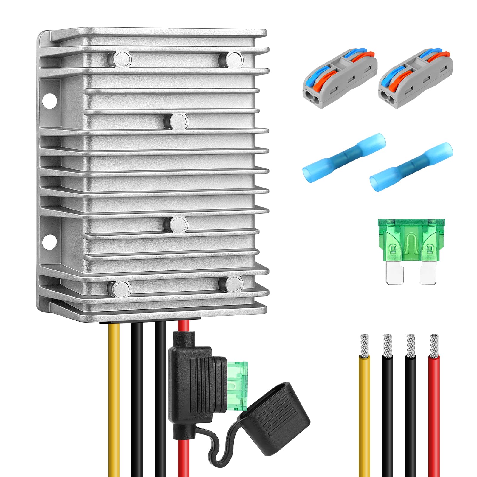 Convertidor de 36 V, 48 V a 12 V, 30 A, 360 W, impermeable, DC-DC, reductor de voltaje con fusible, transformador de fuente de alimentación para carrito de golf, carretilla elevadora, coche