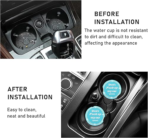 Miniatura 5 de Kewucn Paquete de 2 posavasos brillantes para automóvil, 2.81 pulgadas, antideslizantes, de goma suave, con diamantes de imitación, accesorios