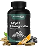 Shilajit for Men 1000mg & Ashwagandha Supplements 500mg (180 Capsules) - (20% Fulvic Acid Supplement) - Shilajit for Women
