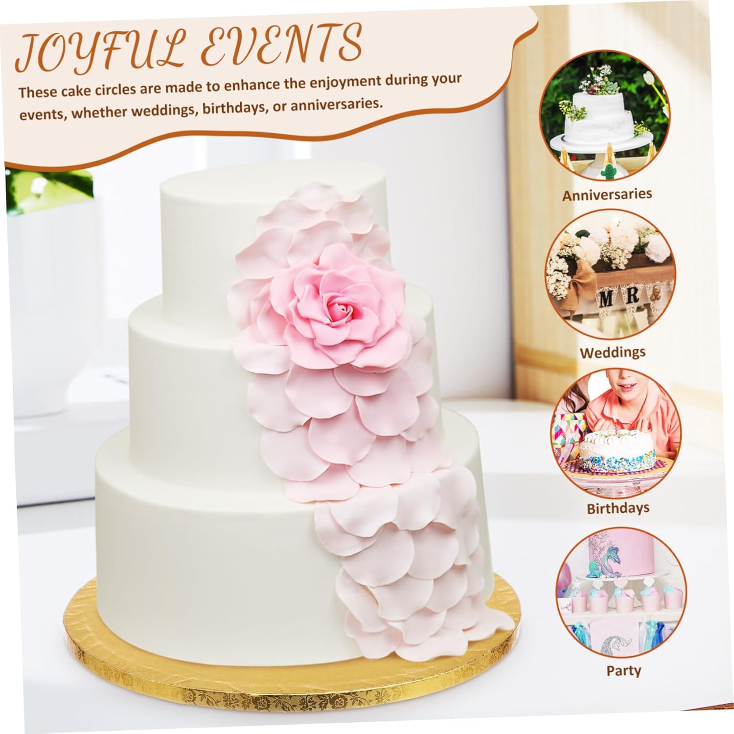 STOBAZA 10pcs Cake Base Trays Decorative Patterns for Wedding and Birthday Cake Display Bases