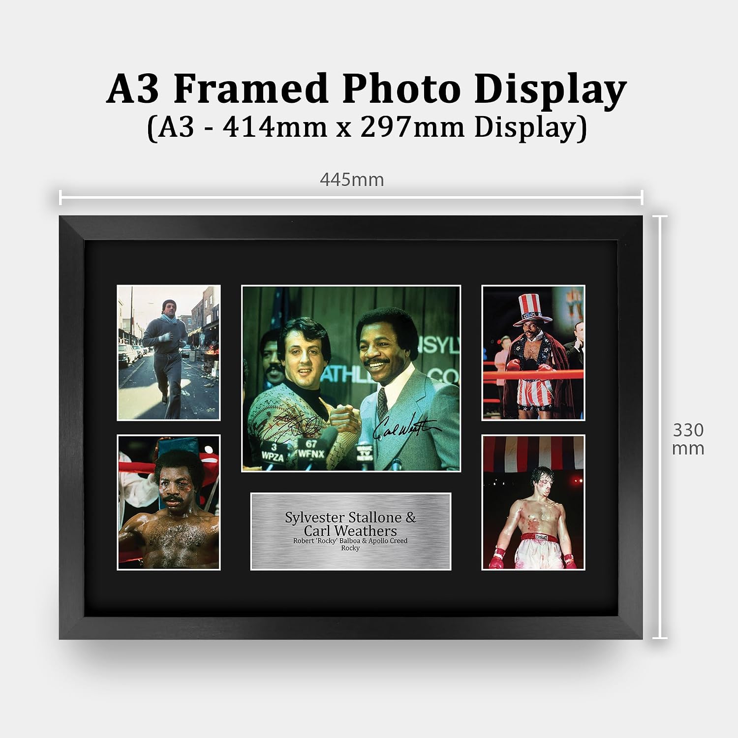 HWC Trading Sylvester Stallone & Carl Weathers Rock 1 Gifts Printed Signed Autograph Presentation Display for Movie Memorabilia Fans - 16" x 12" Framed image 2