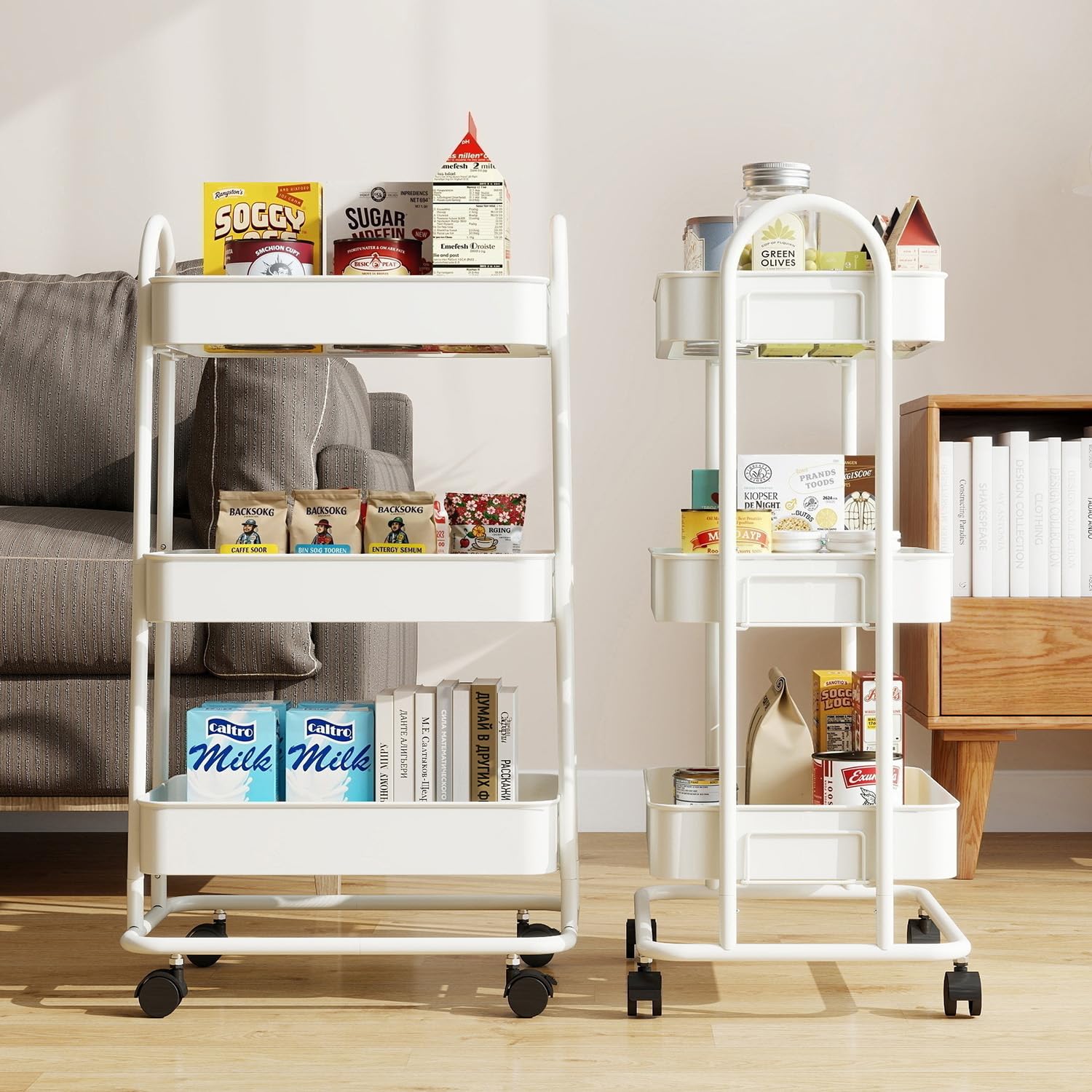 Amazon.co.jp: Sekey 倒れないスチール製キッチンワゴン 耐荷重60kg&