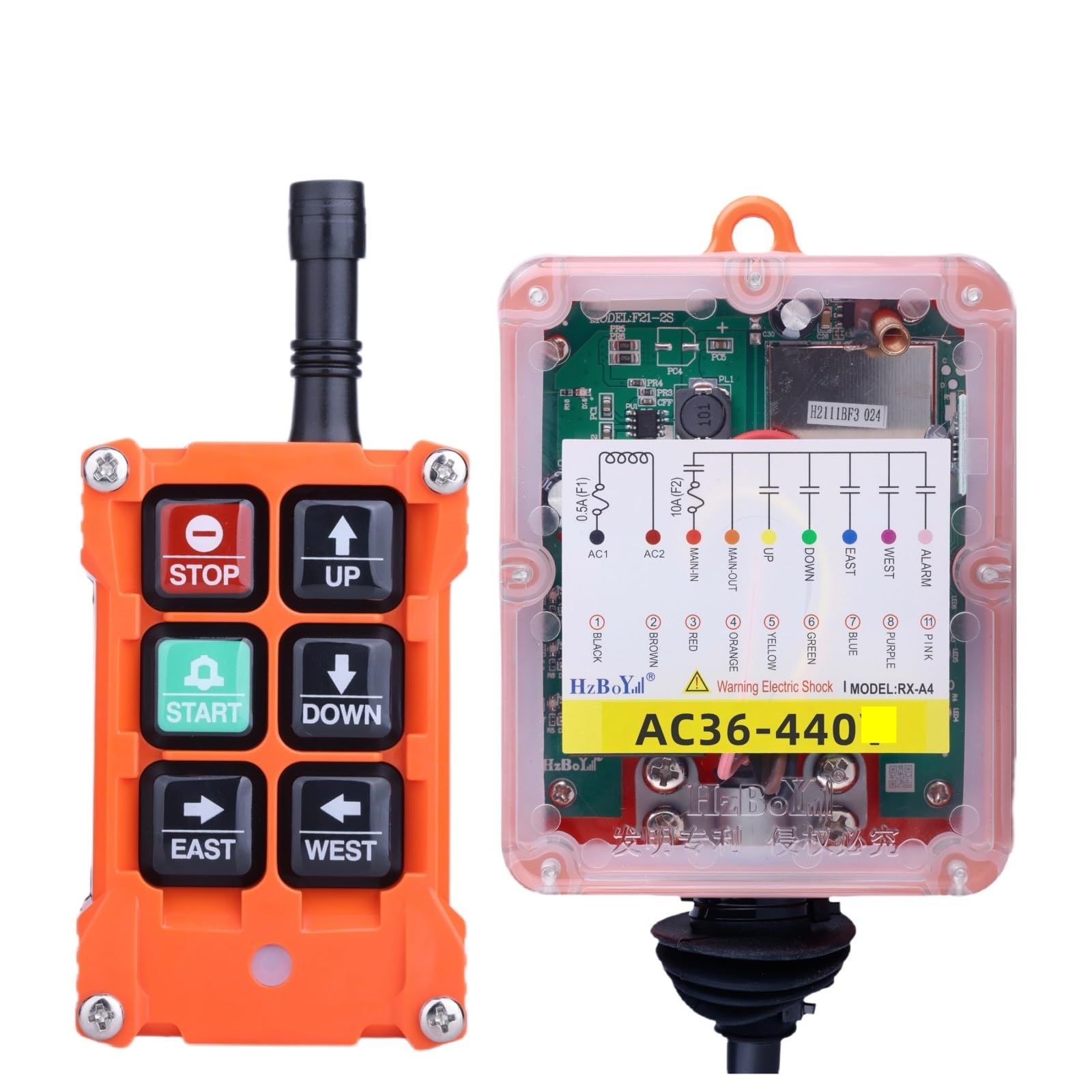 JVDDI 4 Button Key Single Speed DC 12V-24V Hoist Wireless Industrial Remote Control Ip67 Waterproof Overhead Crane Truck(AC36-440)
