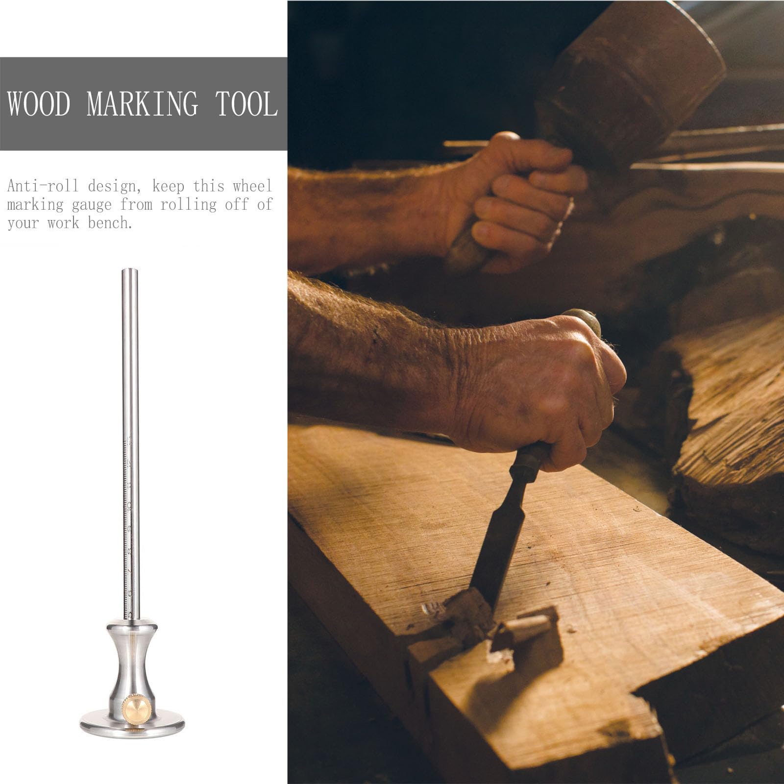 Herramienta de Trazado para Carpintería, Herramienta para Marcar Madera, Acero Inoxidable y Aleación de Aluminio, Regla Graduada Grabada, Guía Microajustable Tornillo, Diseño