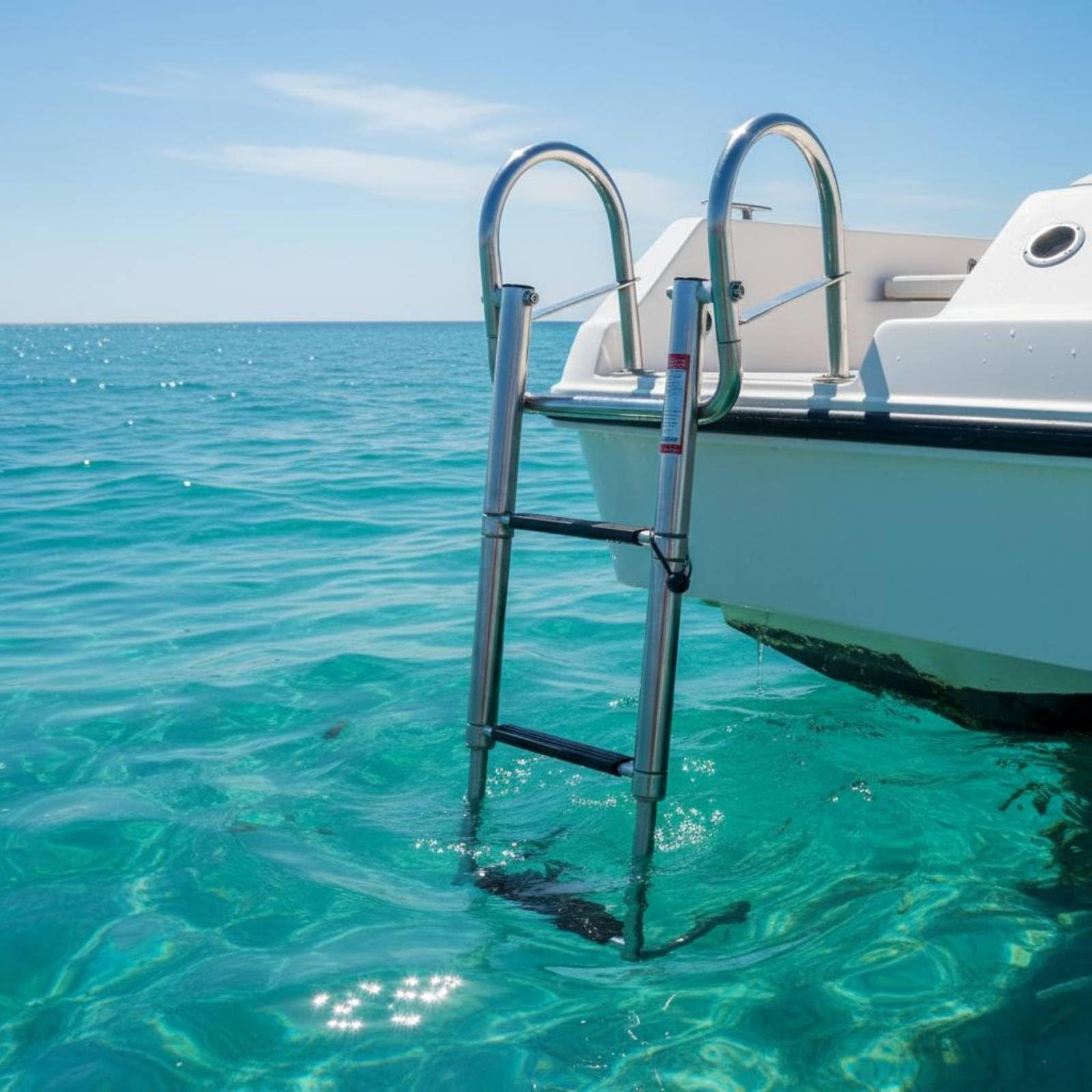 Échelle de Bateau Marine Échelle de Bain Échelle Télescopique Échelle Pliable Construction en Acier Inoxydable Résistante à l'eau Adaptée aux Retours, 4 Sections