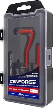 M12x1.25 Helicoil Thread Repair Kit, Metric HSS Drill Helicoil Repair Kit for Rethreading Internal Threads with Carry Case, 15PCS