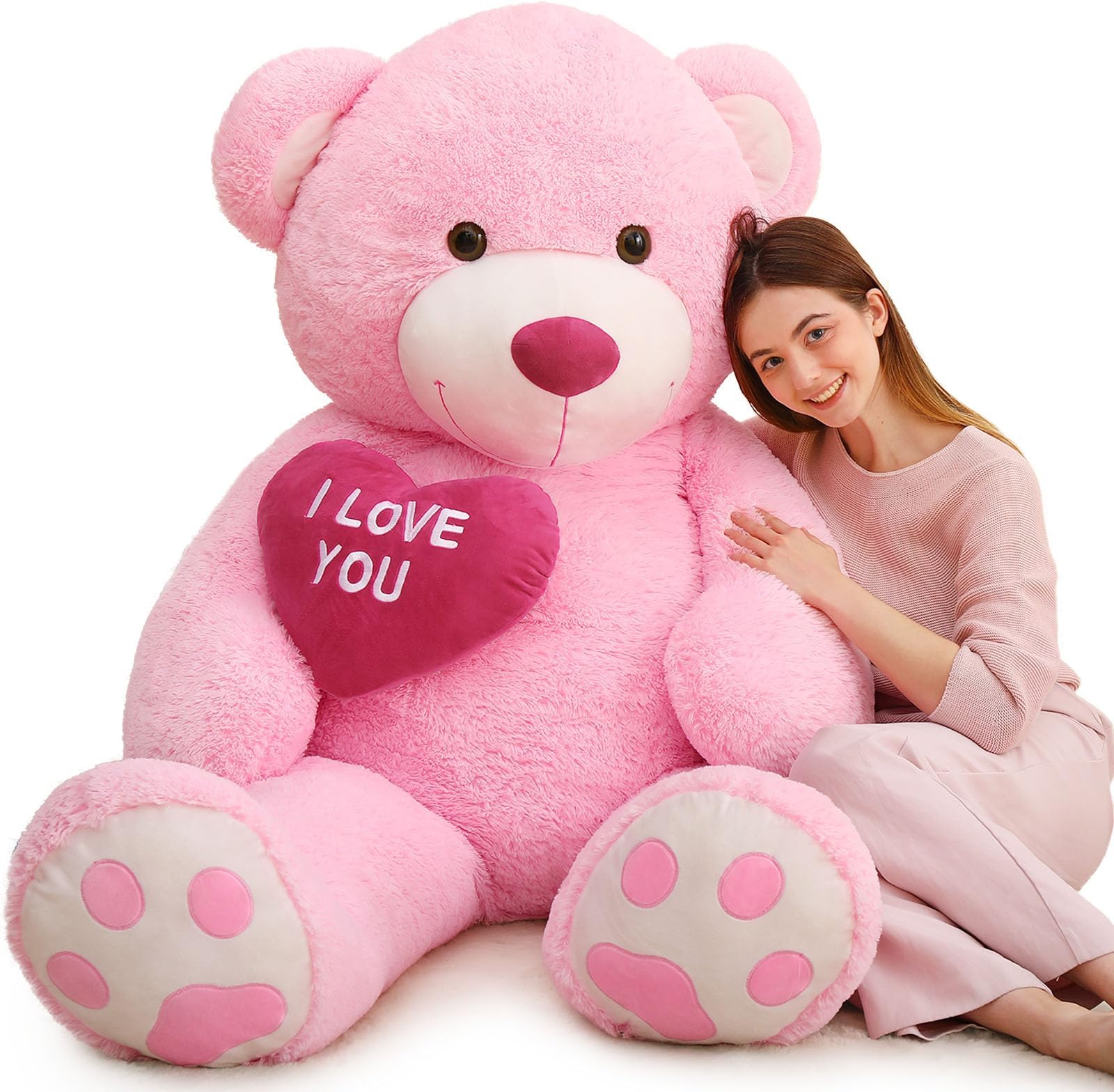 MaoGoLan Giant Teddy Bear 6 Feet- I Love You Red Heart Big Pink Teddy Bear Stuffed Animal - Huge Valentines Teddy Bear for Girlfriend,Boyfriend,Wife,Lover - Anniversary, Birthday