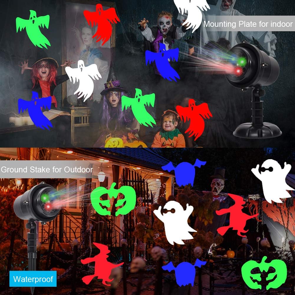 Twinkle Star Halloween Decorations Light Projector with 3 Switchable Lenses Elements Pattern Multicolor Moving Lights, LED Landscape Spotlight Indoor Outdoor Holiday Party All Saints Day Decoration