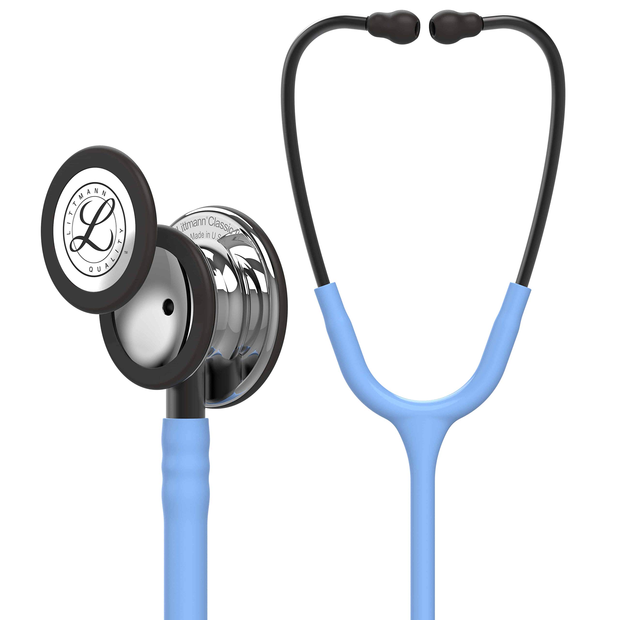 3M Littmann Classic III Estetoscopio con Grabado Gratuito y Linterna Pupilar de Regalo (Azul Cielo/Mirror Edition/Smoke Stem)