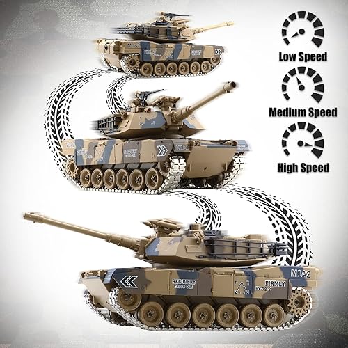 Miniatura 5 de Tanques RC que disparan BBS, tanque de control remoto 118 con pista de metal, niebla de rocío, tiempo de reproducción de 45 minutos, juguete de