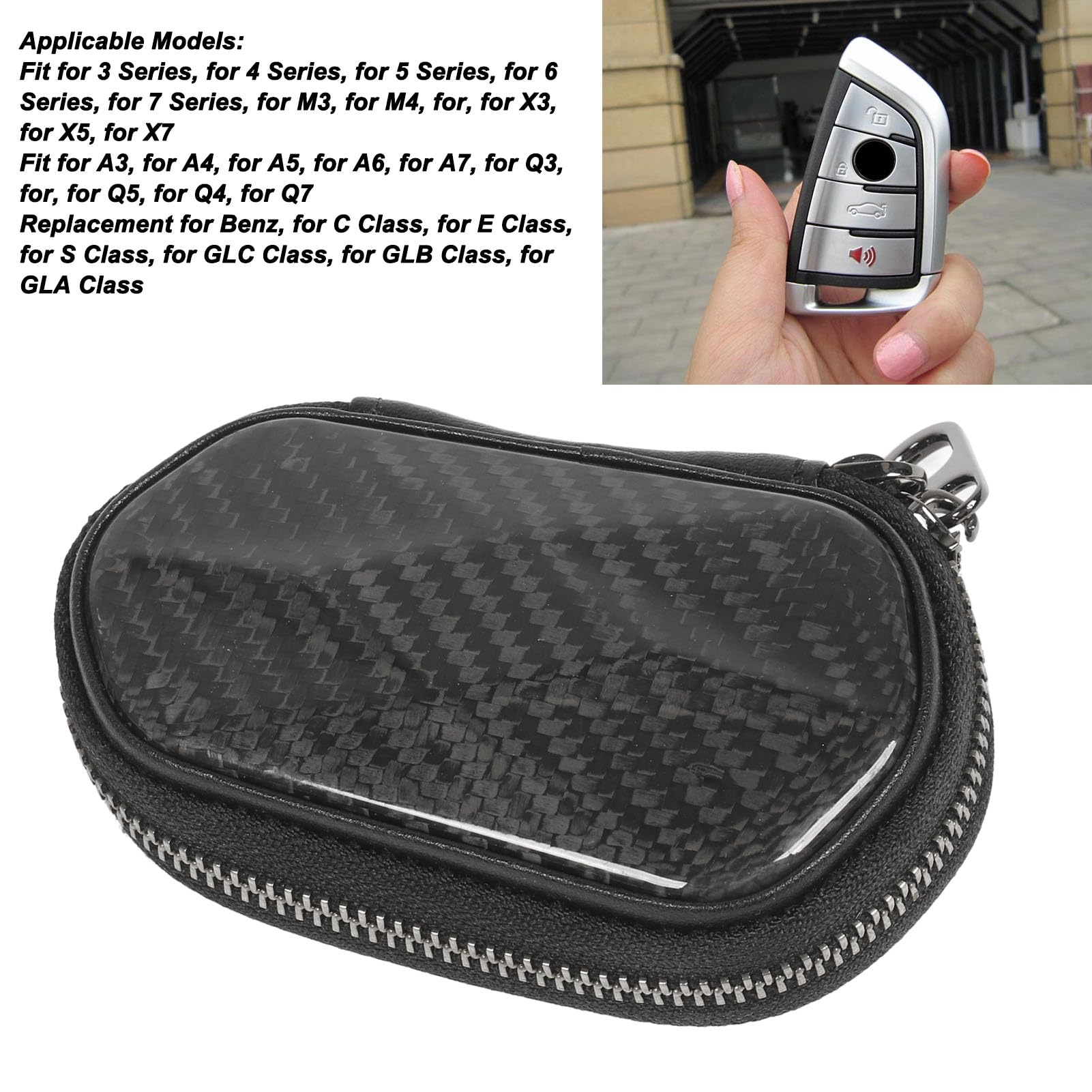 Caja Protectora de Llave Inteligente de Fibra de Carbono Funda de Protección Versátil para Key Fob Almacenamiento Seguro para Series 3 4 5 6 7 M3 M4 X3 X5 X7 Pouch Compacto y Portá