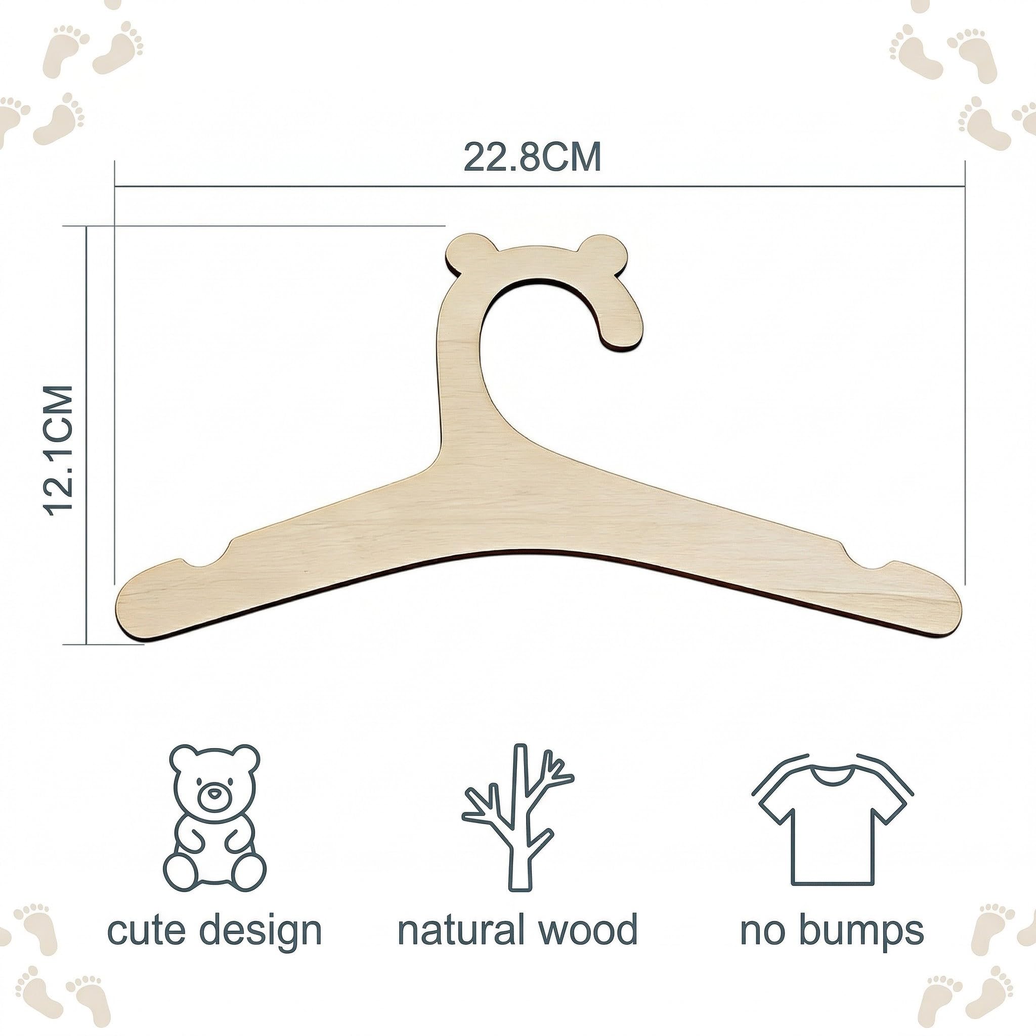 15 Pezzi Appendini in Legno per Neonato a Forma di orsetto Carino, Appendini per Bambini con Scanalature Antiscivolo, Ideali per Conservazione & DIY, Regalo Perfetto per Bebè (15,5 x 22,7 cm)