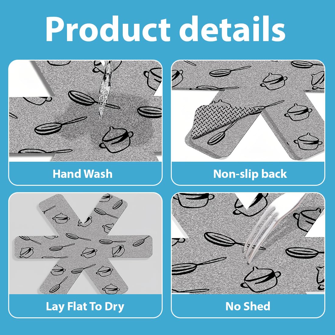 JEYORZY 6 Pcs Protege Sartenes Separadores,Protector de Olla,Antideslizante Almohadillas Separadoras de Tela no Tejidas, colchones de ollas/Resistentes al Calor/Lavables(30/26 / 20 cm)