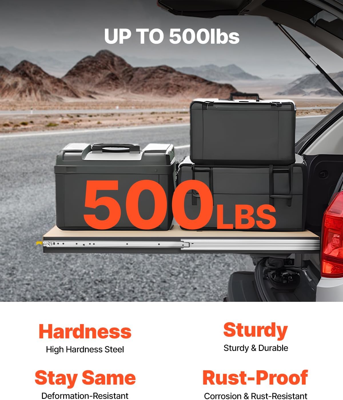 VEVOR Heavy Duty Drawer Slides, 1 Pair 48inch Locking Drawer Slides, 500lbs Load Capacity, Side Mount Ball Bearing Drawer Glides, Full Extension Industrial Locking Rail 48 Inch 500 lb Single Lock